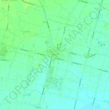 Mapa topográfico Arsego, altitud, relieve