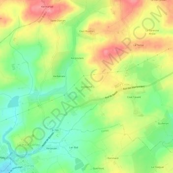 Mapa topográfico Le Squivit, altitud, relieve