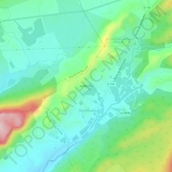 Mapa topográfico La Perche, altitud, relieve