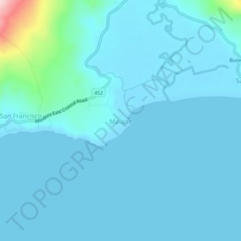 Mapa topográfico Maujao, altitud, relieve