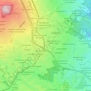 Mapa topográfico Vanguardia Revolucionaria, altitud, relieve