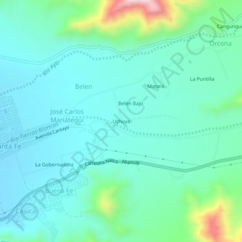 Mapa topográfico Uchuya, altitud, relieve