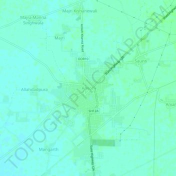 Mapa topográfico Amloh, altitud, relieve