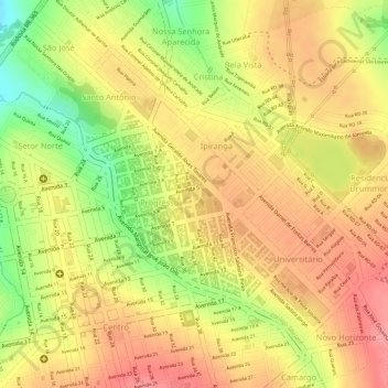 Mapa topográfico Pinha, altitud, relieve