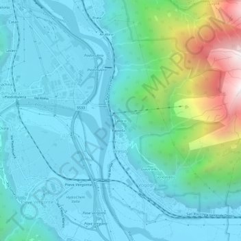 Mapa topográfico Colorie, altitud, relieve