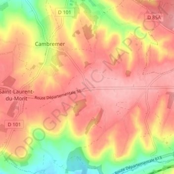 Mapa topográfico Le Cadran, altitud, relieve