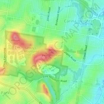 Mapa topográfico Pine Mountain, altitud, relieve