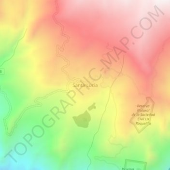 Mapa topográfico Santa Lucía, altitud, relieve