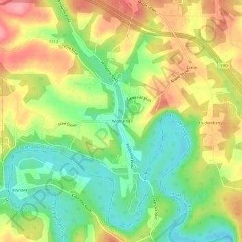 Mapa topográfico Winburne, altitud, relieve