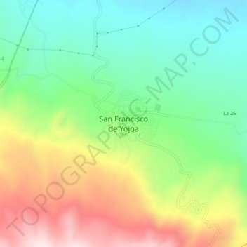 Mapa topográfico San Francisco de Yojoa, altitud, relieve
