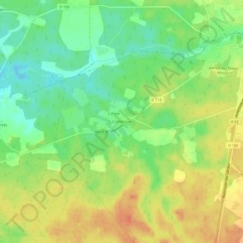 Mapa topográfico Colllonque, altitud, relieve