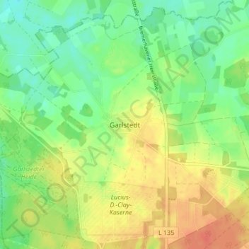 Mapa topográfico Garlstedt, altitud, relieve
