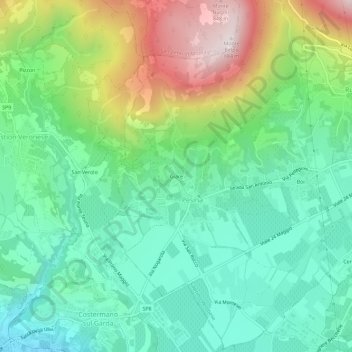 Mapa topográfico Giare, altitud, relieve
