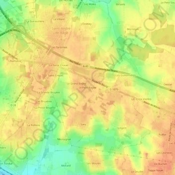 Mapa topográfico Le Petit Bagne, altitud, relieve