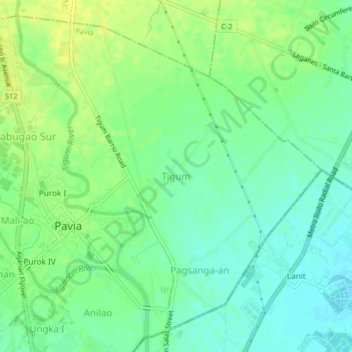 Mapa topográfico Tigum, altitud, relieve