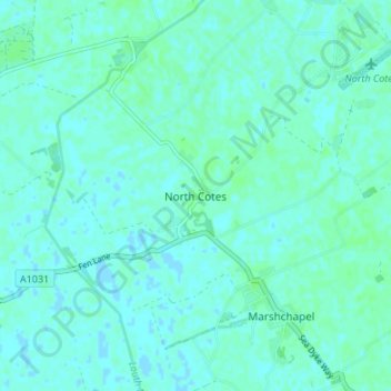 Mapa topográfico North Cotes, altitud, relieve
