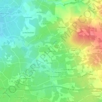 Mapa topográfico La Tournerie, altitud, relieve