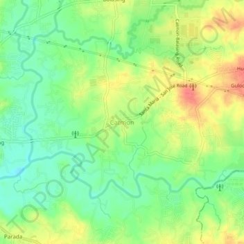 Mapa topográfico Catmon, altitud, relieve