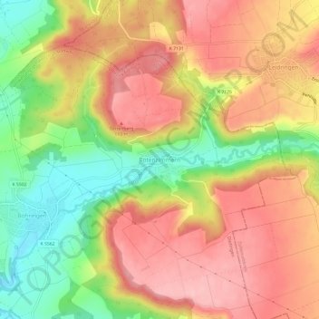 Mapa topográfico Rotenzimmern, altitud, relieve