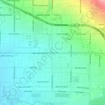 Mapa topográfico Harlem Springs, altitud, relieve