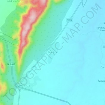 Mapa topográfico Mankot, altitud, relieve