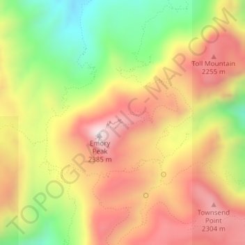Mapa topográfico Chisos Mountains, altitud, relieve