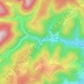 Mapa topográfico Vacquenoux, altitud, relieve