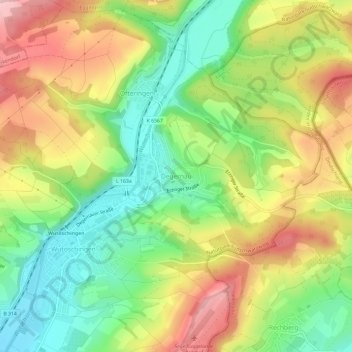 Mapa topográfico Degernau, altitud, relieve