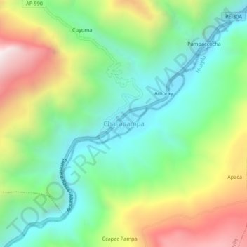 Mapa topográfico Chacapampa, altitud, relieve