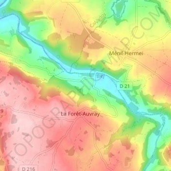 Mapa topográfico Le Ray, altitud, relieve