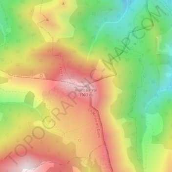 Mapa topográfico Mont Barral, altitud, relieve