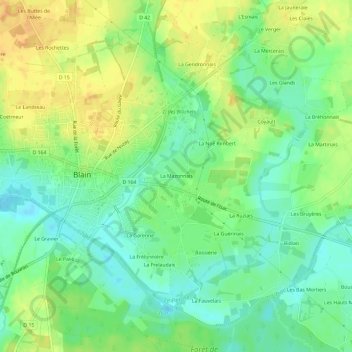 Mapa topográfico La Mazonnais, altitud, relieve