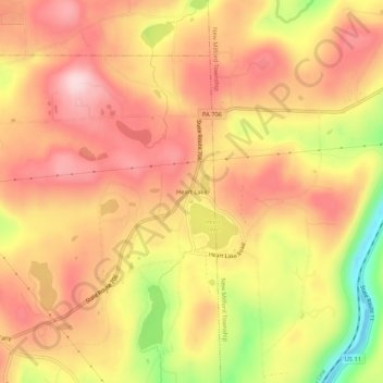 Mapa topográfico Heart Lake, altitud, relieve