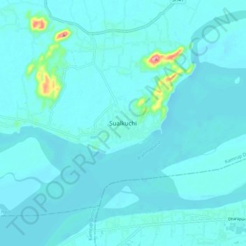 Mapa topográfico Sualkuchi, altitud, relieve