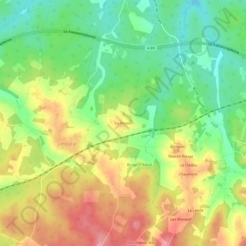 Mapa topográfico La Pinolie, altitud, relieve