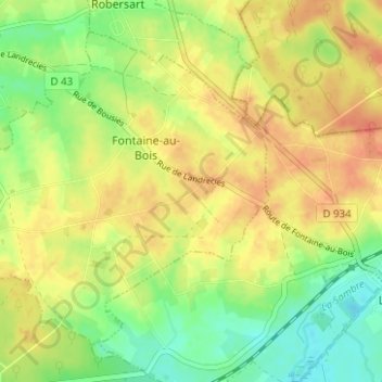 Mapa topográfico Les Lignes, altitud, relieve