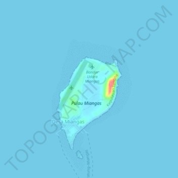 Mapa topográfico Miangas, altitud, relieve
