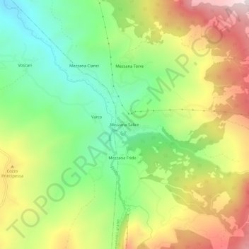 Mapa topográfico Mezzana Salice, altitud, relieve