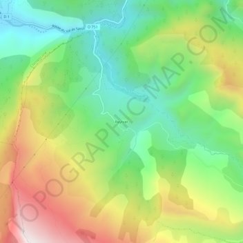 Mapa topográfico Reynier, altitud, relieve