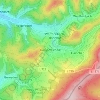 Mapa topográfico Irmgarteichen, altitud, relieve