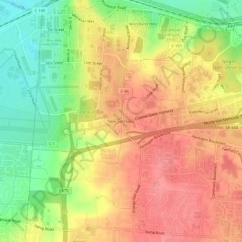 Mapa topográfico New Germany, altitud, relieve