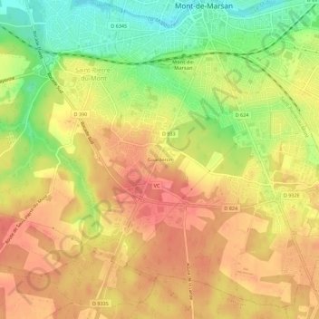 Mapa topográfico Guarderon, altitud, relieve