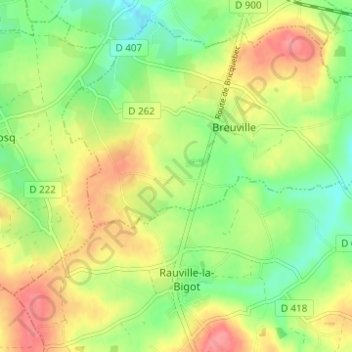 Mapa topográfico Hameau Hebert, altitud, relieve