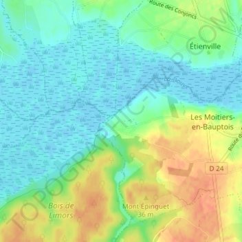 Mapa topográfico Longuerac, altitud, relieve
