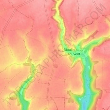 Mapa topográfico Touvent, altitud, relieve