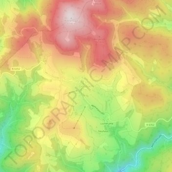 Mapa topográfico Gersbach, altitud, relieve