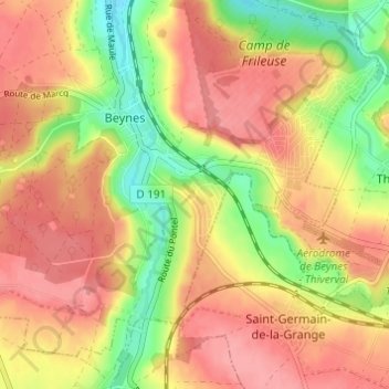 Mapa topográfico Les Chênes, altitud, relieve