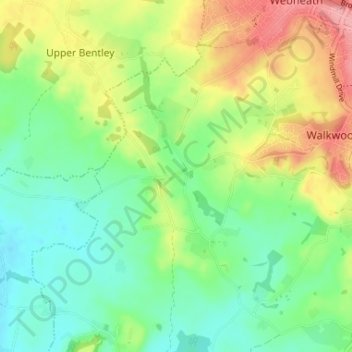 Mapa topográfico Elcocks Brook, altitud, relieve