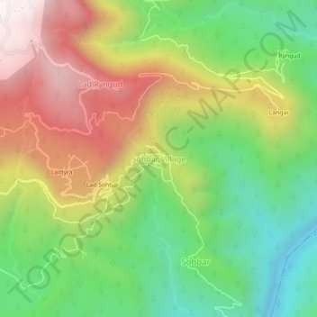 Mapa topográfico Sohbar Village, altitud, relieve