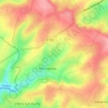 Mapa topográfico Bazincourt, altitud, relieve